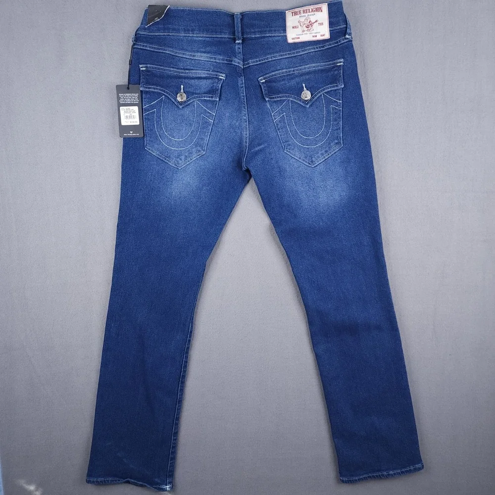True Religion Ricky Straight Jeans Mens‎ 32x34 Blue Flap Pocket Y2K Streetwear